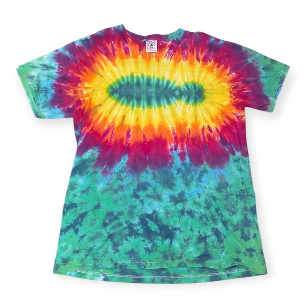 Delta Pro‎ Weight Men's Size Large Tie Dye T Shirt Rainbow Psychedelic Sunburst
